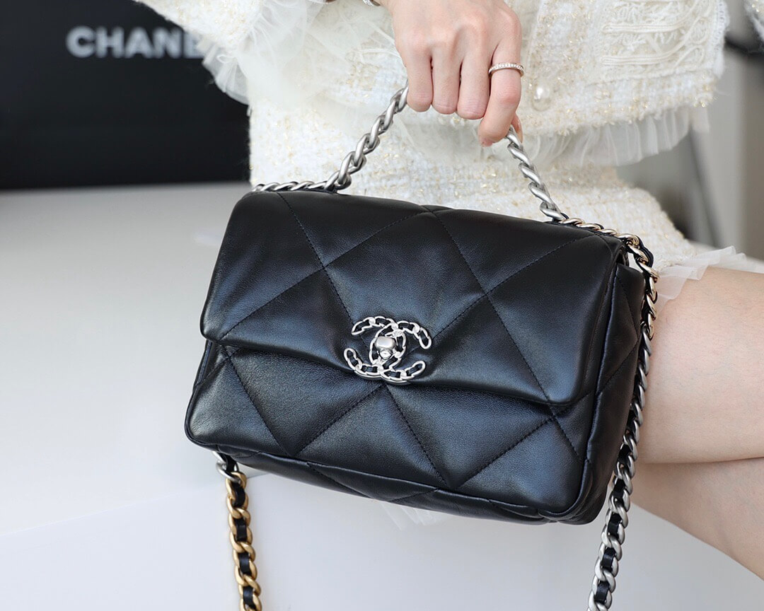 CHANEL Flap 19bag 26CM黑色银扣 AS1160