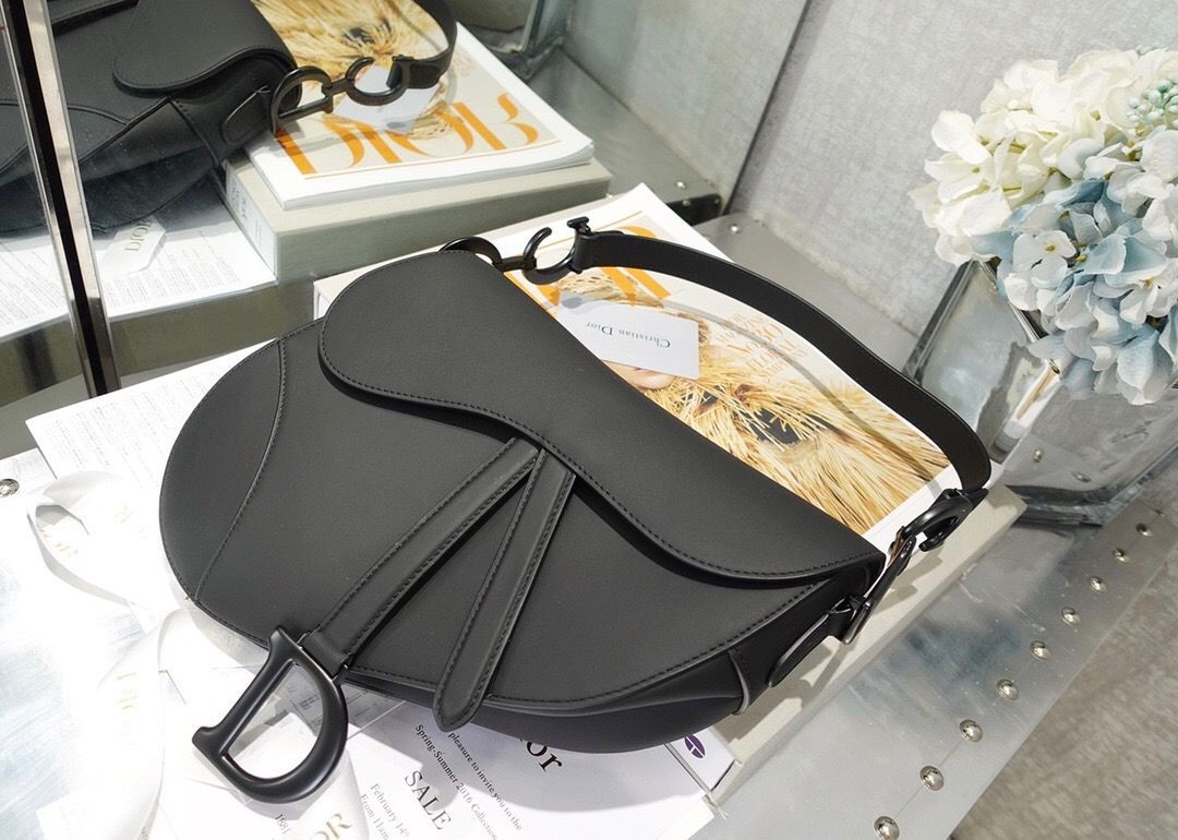 Dior/迪奥 M989 黑色哑光牛皮革马鞍包Saddle bag M04