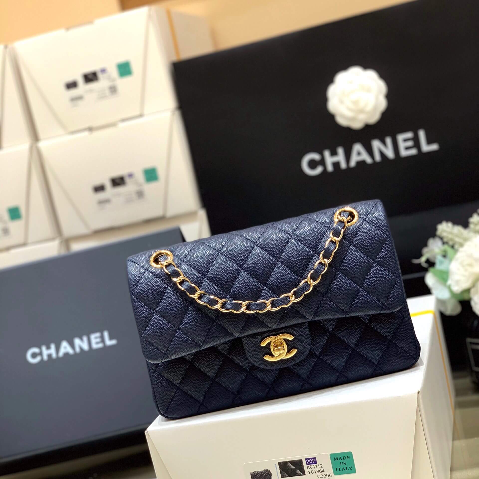 Chanel CF23 Classic flap bag A01113深蓝色