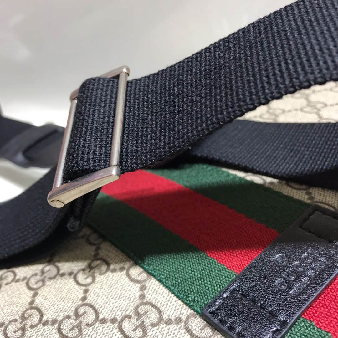 Gucci 475432 饰条纹织带高级人造帆布邮差包