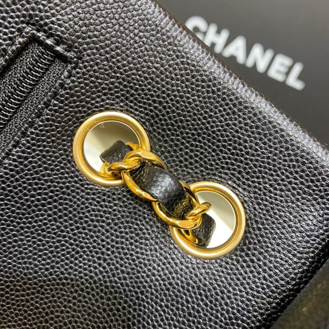 Chanel CF23 Classic flap bag A01113黑色小球纹牛皮金扣