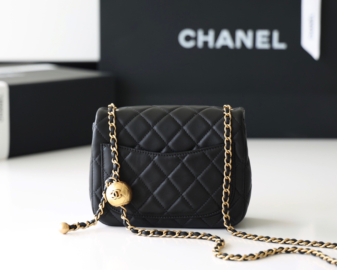 Chanel Flap Bag CF Mini羊皮方胖子金球包 AS1786黑色