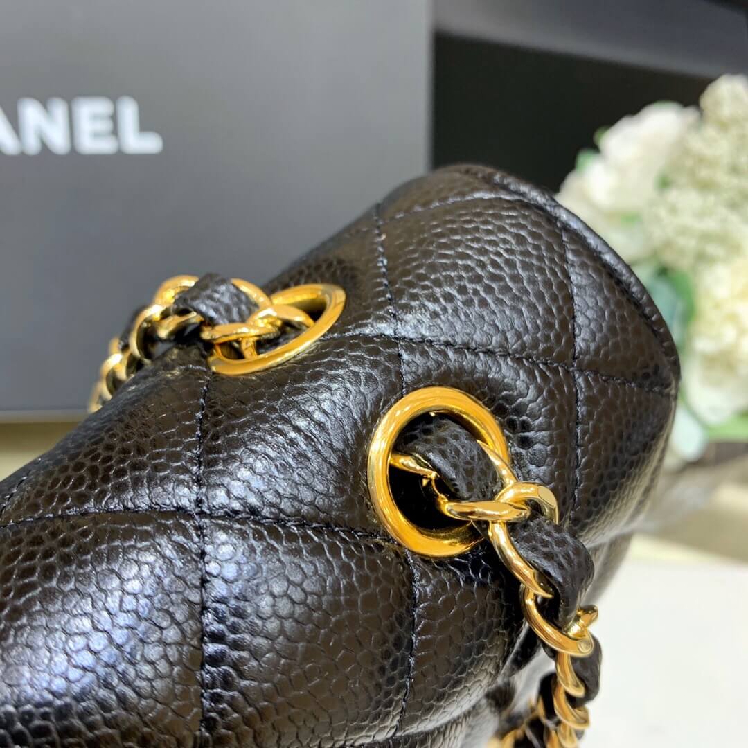 Chanel香奈儿 CF25 Classic flap bag A01112黑色牛皮金扣