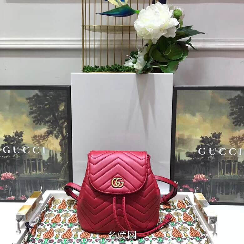 Gucci/古奇 528129 新款 GG Marmont系列绗缝背包双肩包