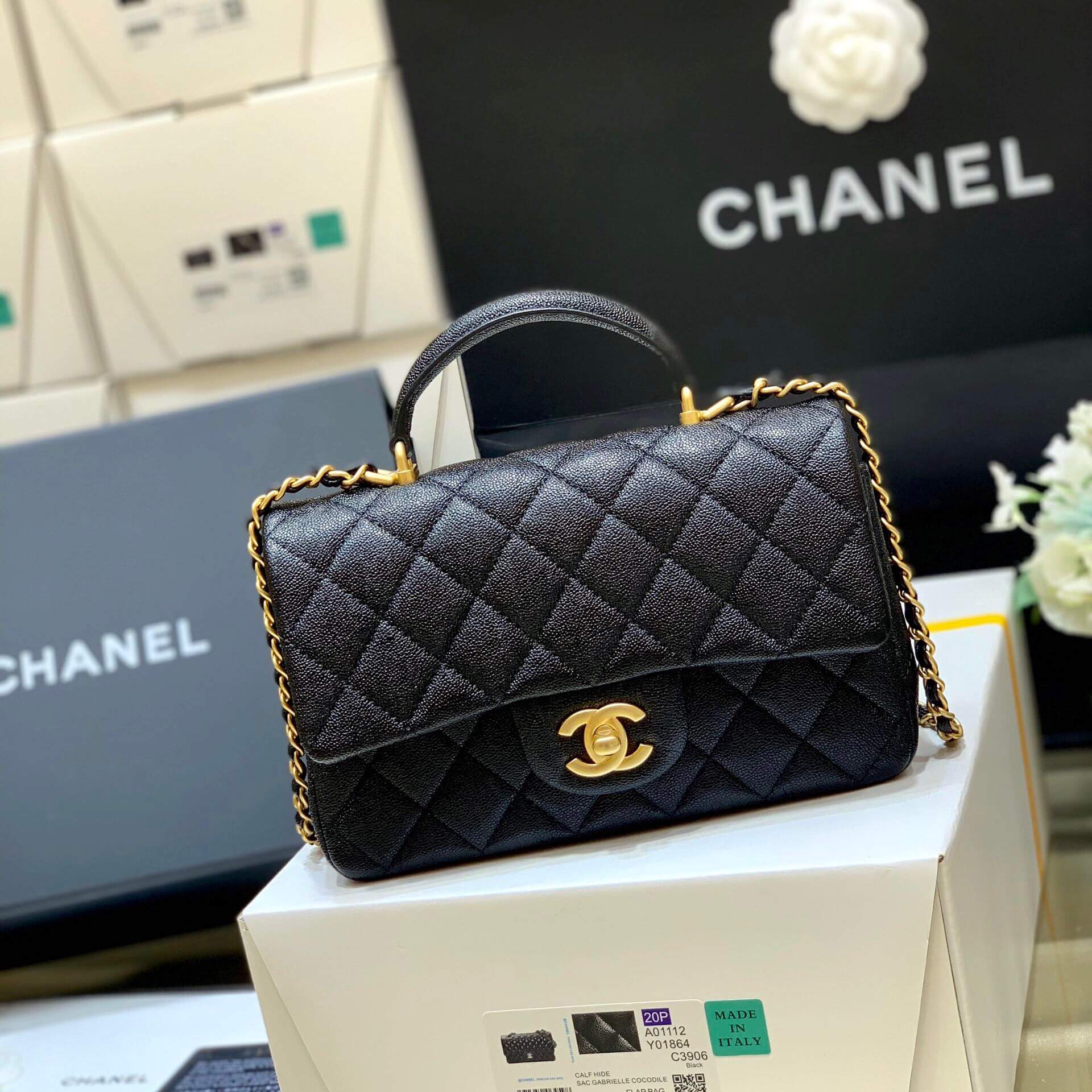 Chanel 经典之CF大mini带手腕版本 AS2431黑色