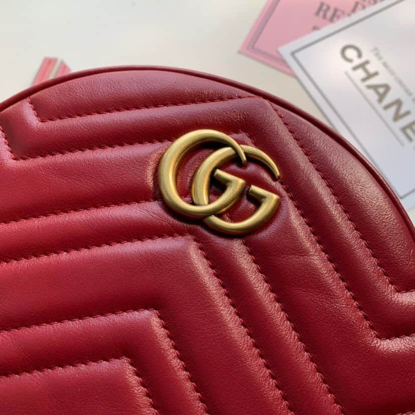 Gucci/古驰 550154 GG Marmont系列全皮圆形迷你肩背包