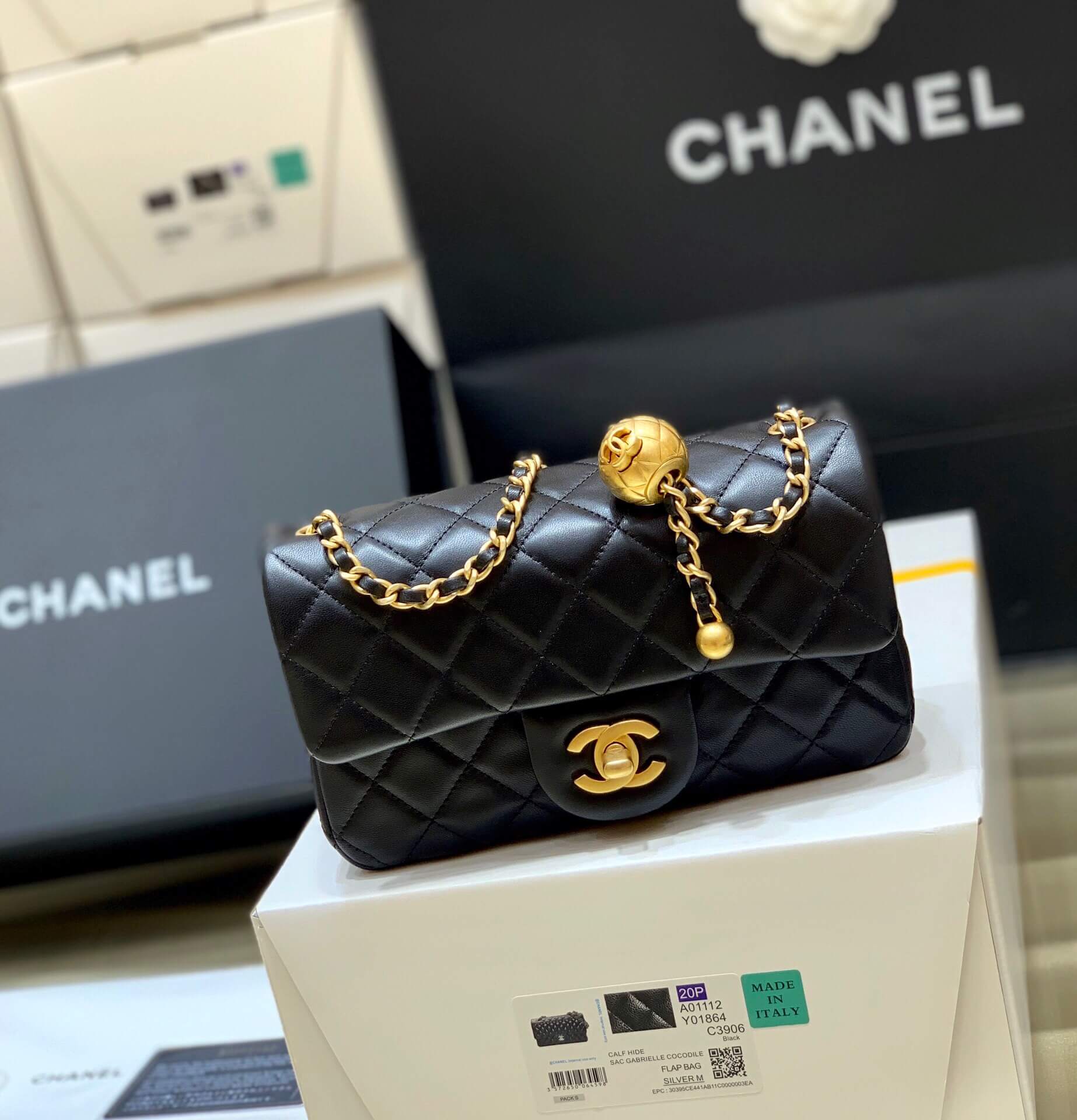 Chanel香奈儿 Flap Bag 新款金属球包金珠CF大Mini AS