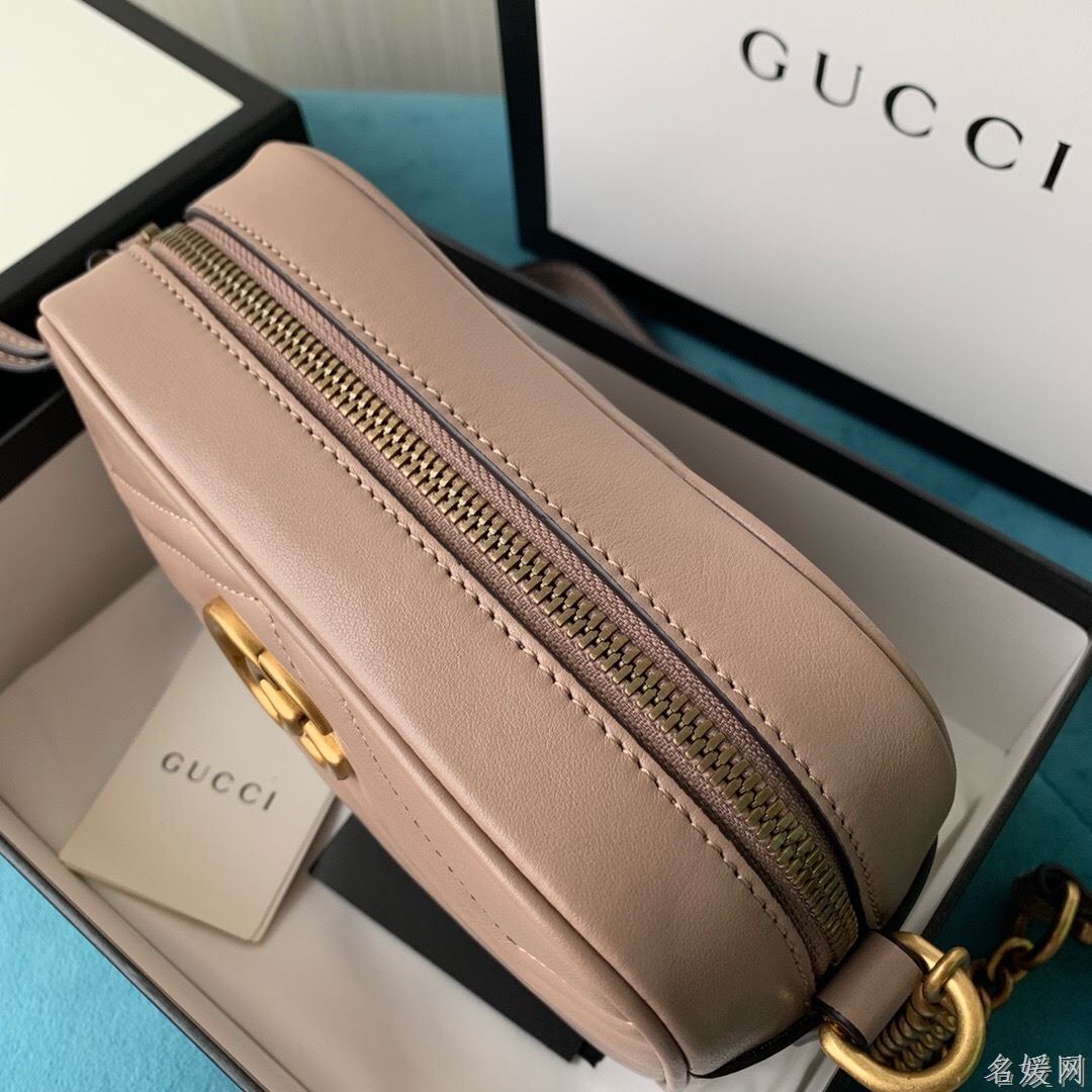 Gucci 448065 双G迷你Marmont绗缝链条古驰斜挎相机包