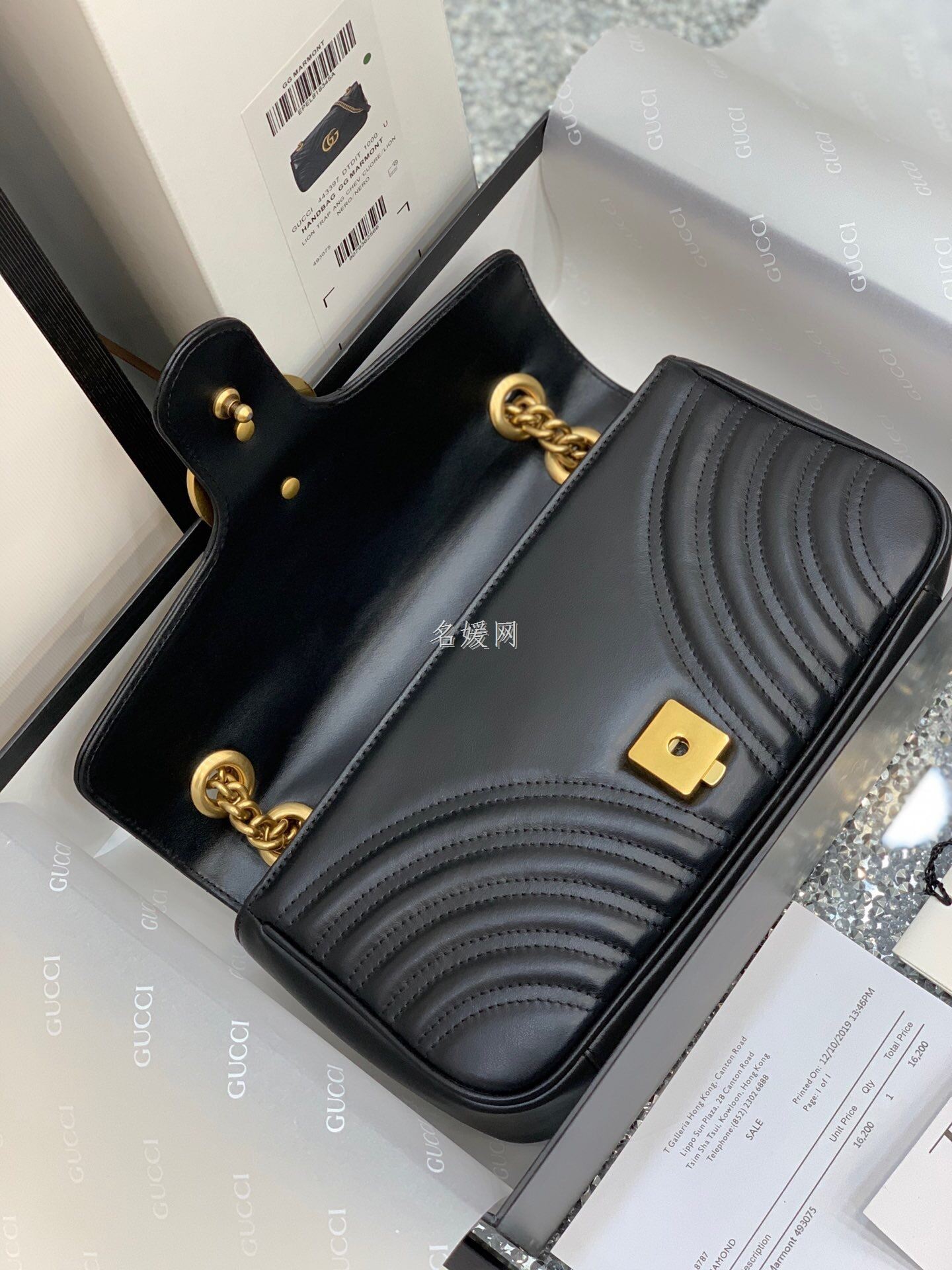 Gucci/古驰 443497 女士GG Marmont中号链条单肩斜挎包