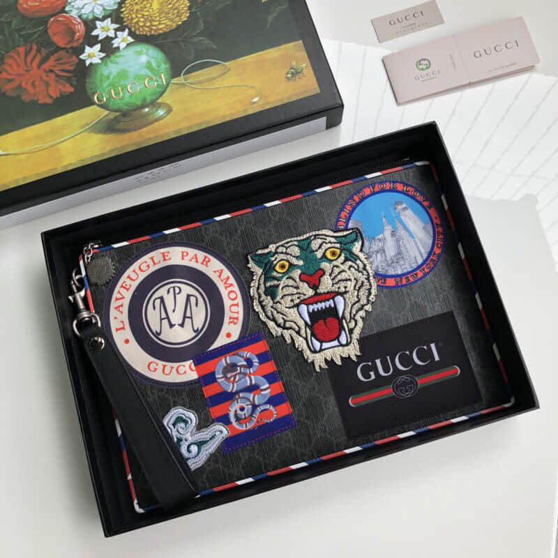 Gucci 496346 Night Courrier系列高级人造帆布手拿包