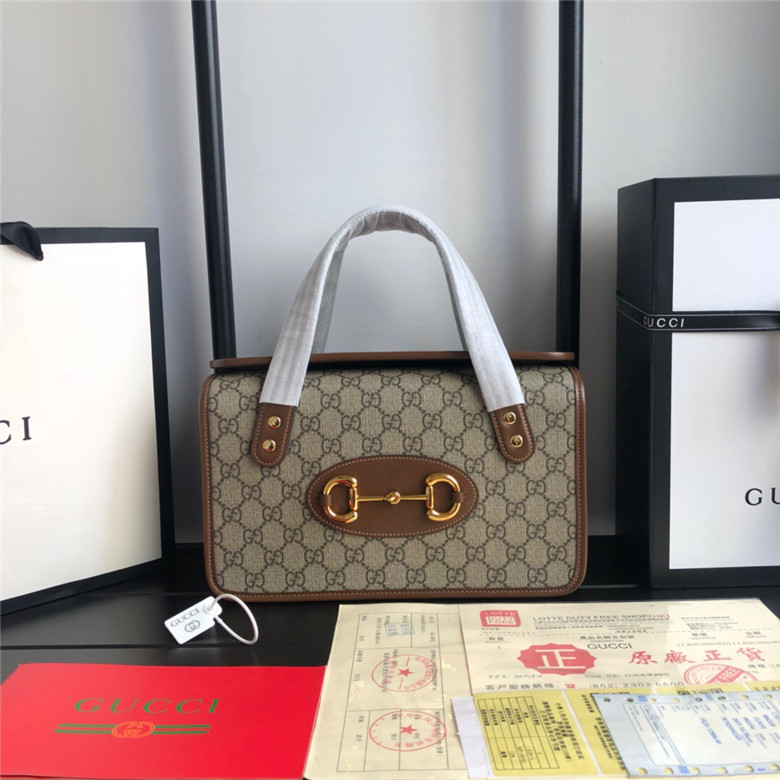 Gucci古驰 627323 GG帆布 1955马衔扣小号手提包