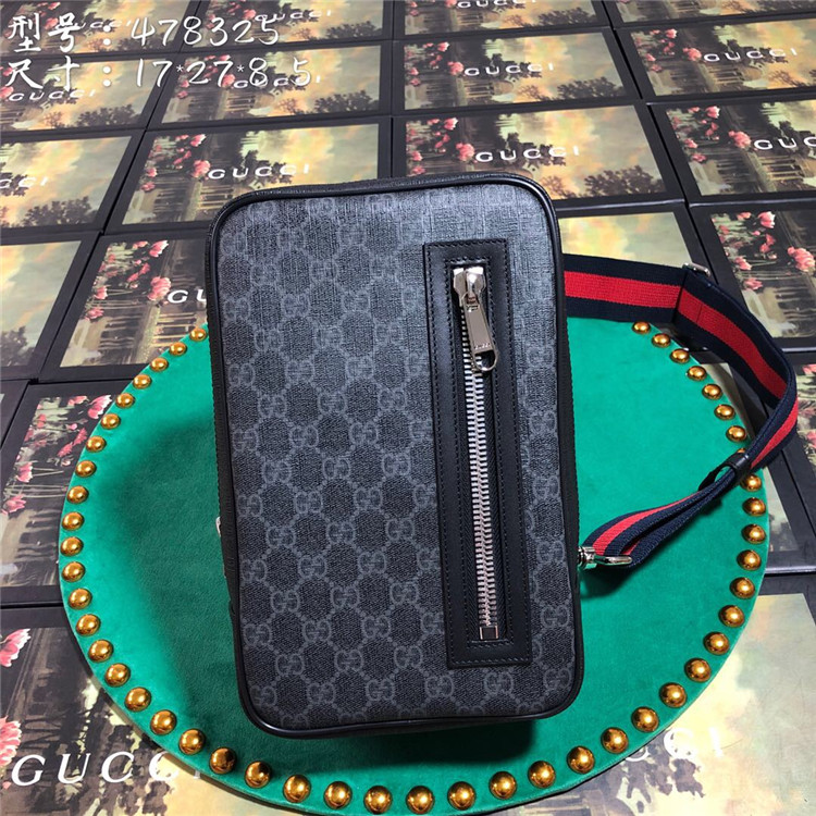 Gucci 478325 黑色 柔软高级人造帆布腰包