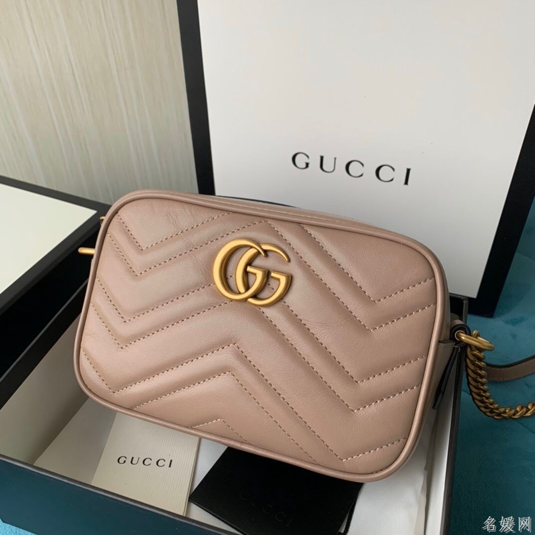 Gucci 448065 双G迷你Marmont绗缝链条古驰斜挎相机包