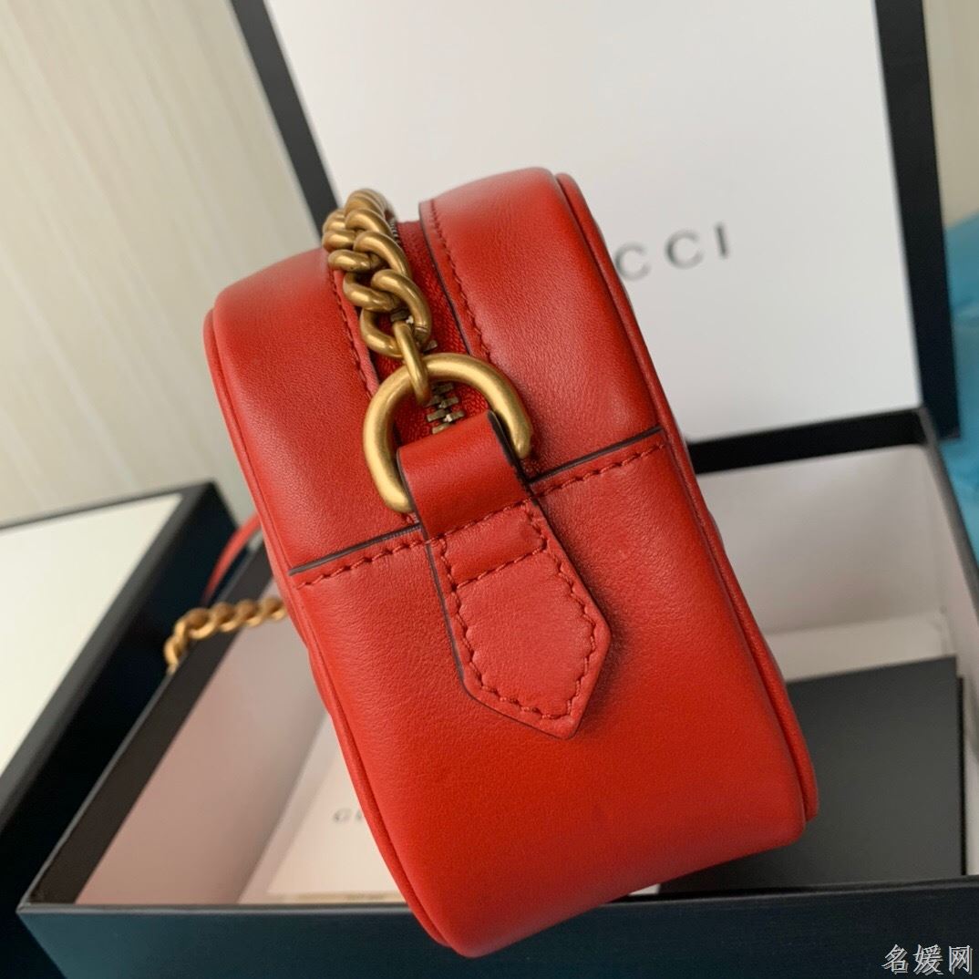 Gucci 448065 双G迷你Marmont绗缝链条古驰斜挎相机包