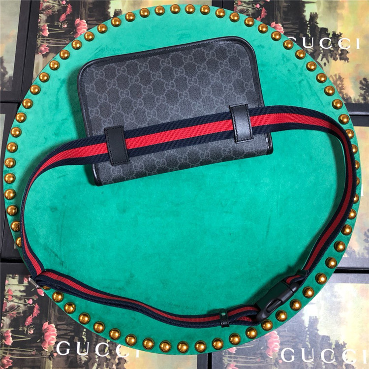 Gucci/古驰 598113 黑色 高级人造帆布腰包