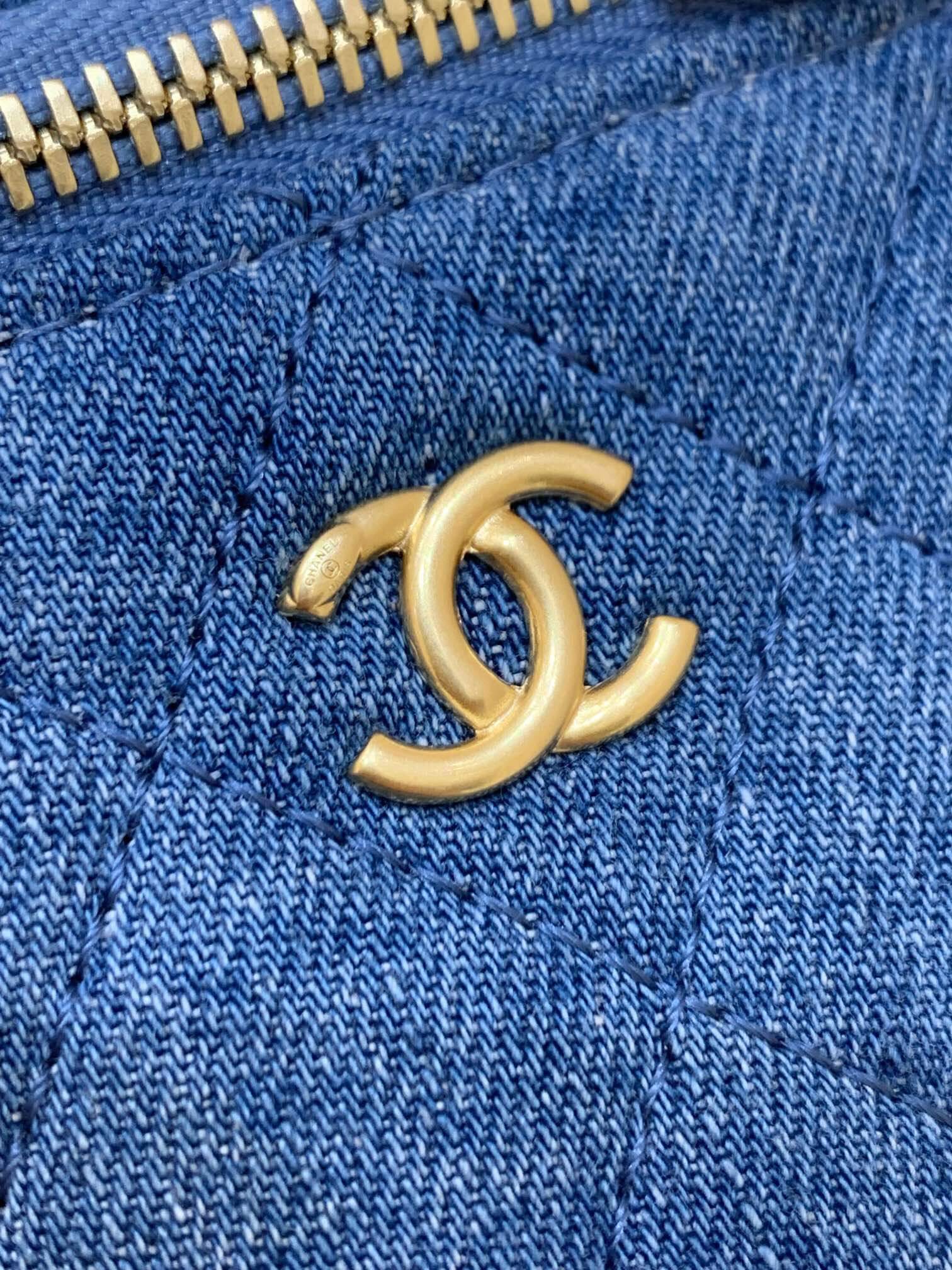 CHANEL AP1447 2022cc早春度假系列金球牛仔布盒子包