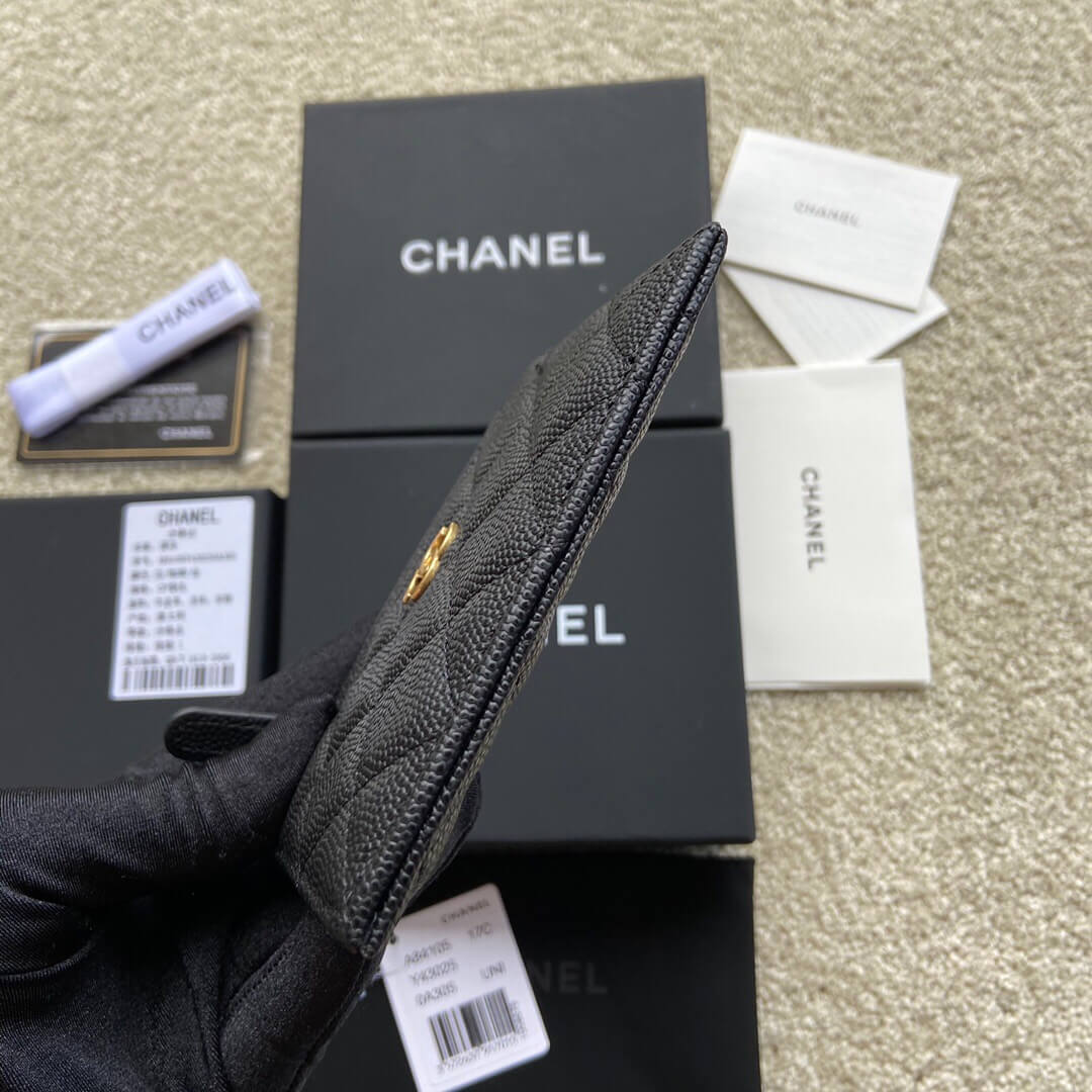 CHANEL进口意大利皮卡包 A31510黑色球纹金色钢唛