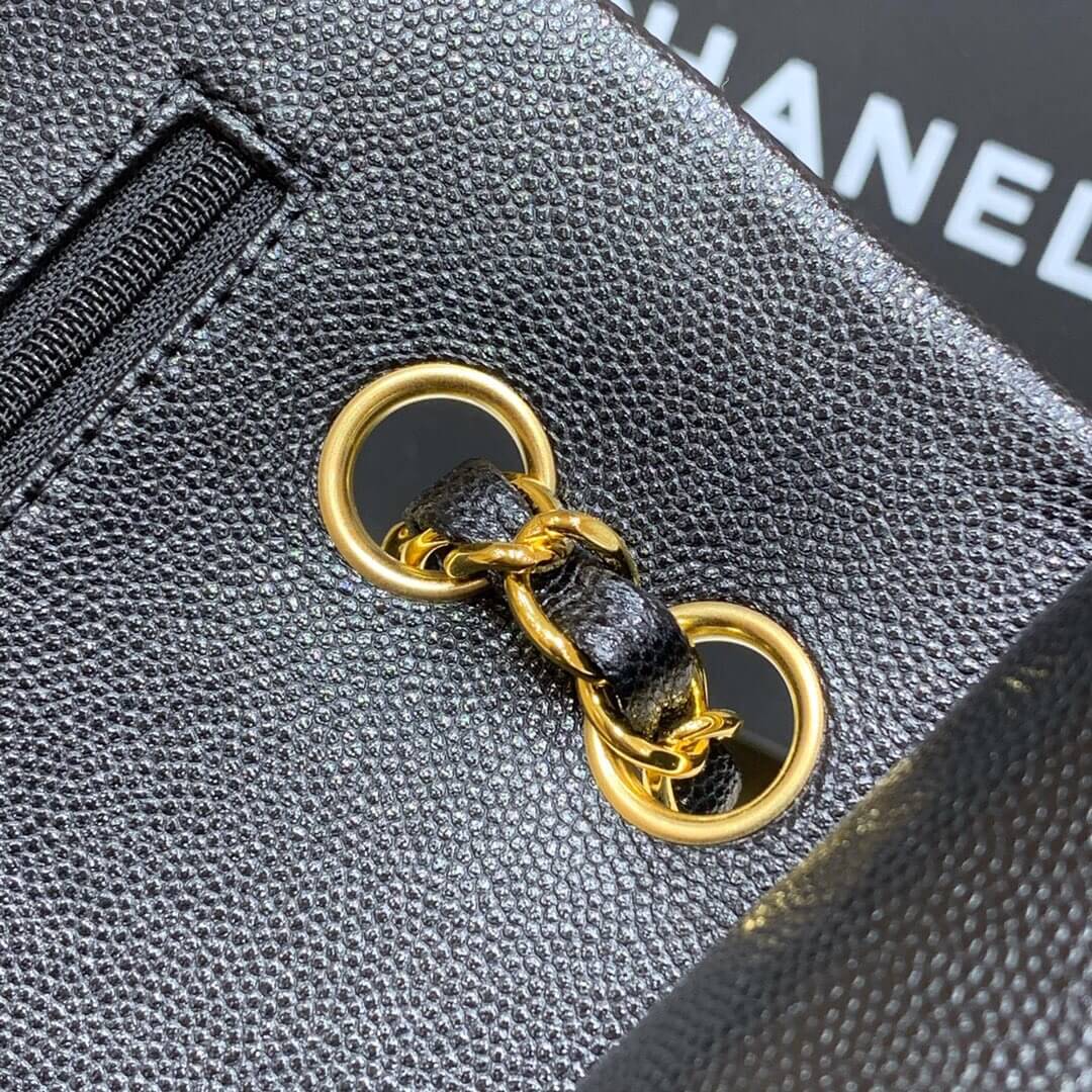 Chanel CF25 Classic flap bag A01112黑色小球纹金扣