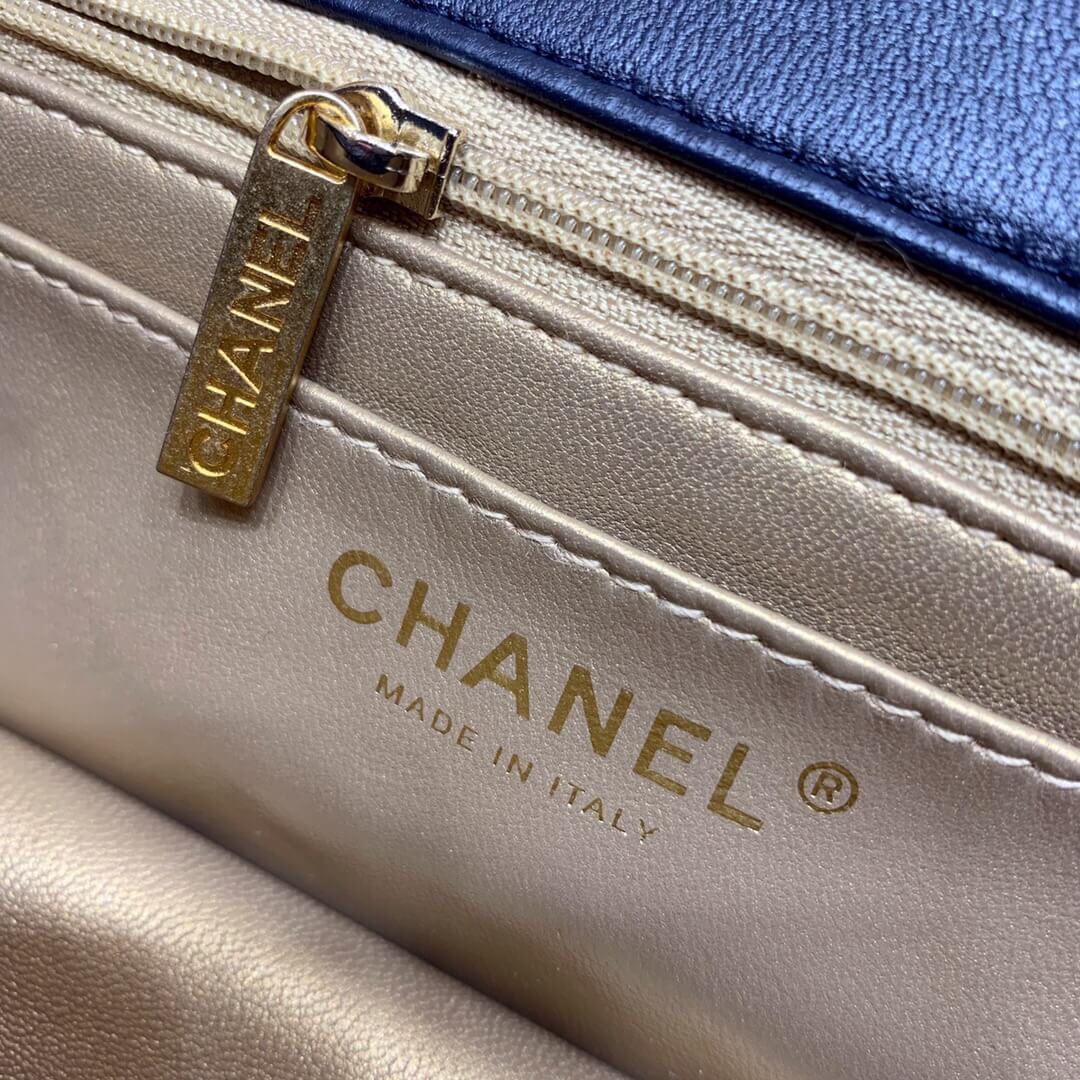 Chanel Flap Bag 新款金属球包金珠CF大Mini AS1787深蓝