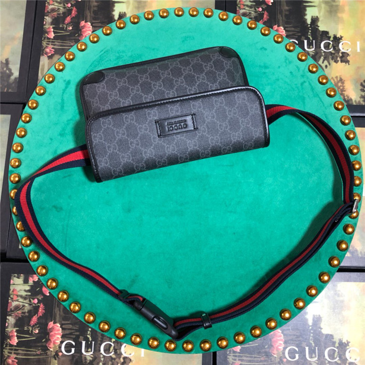 Gucci/古驰 598113 黑色 高级人造帆布腰包