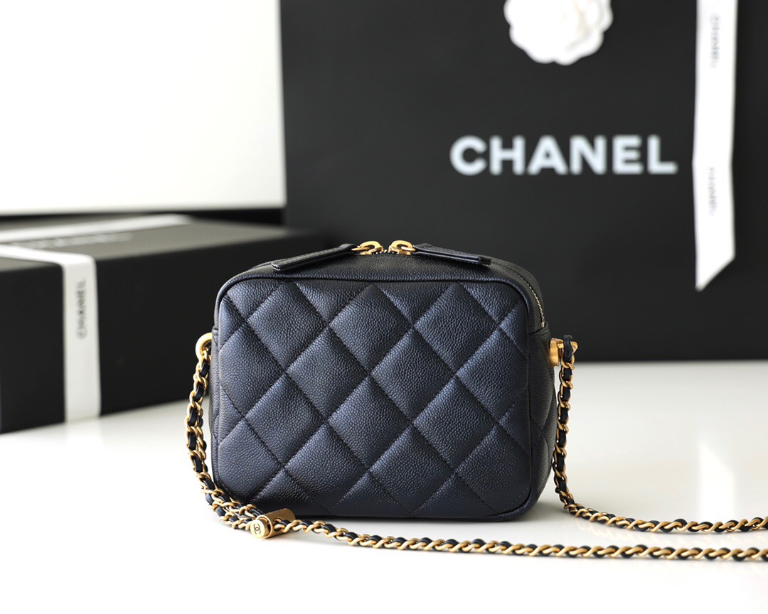 CHANEL 幻彩颗粒压花牛皮横款相机包 AS2856黑色