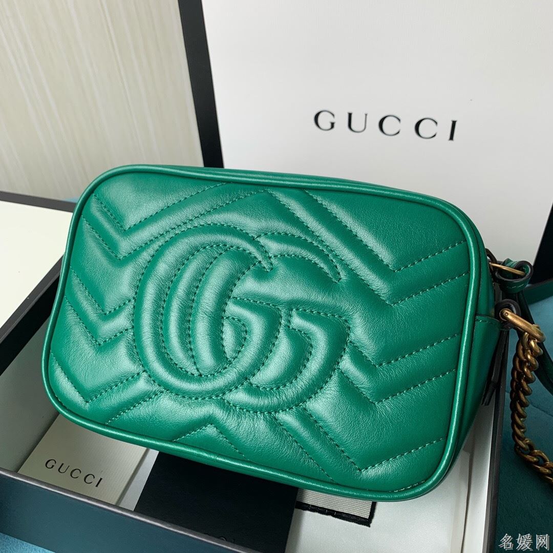 Gucci 448065 双G迷你Marmont绗缝链条古驰斜挎相机包