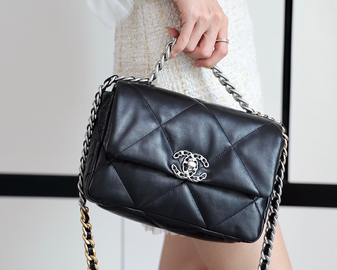 CHANEL Flap 19bag 26CM黑色银扣 AS1160