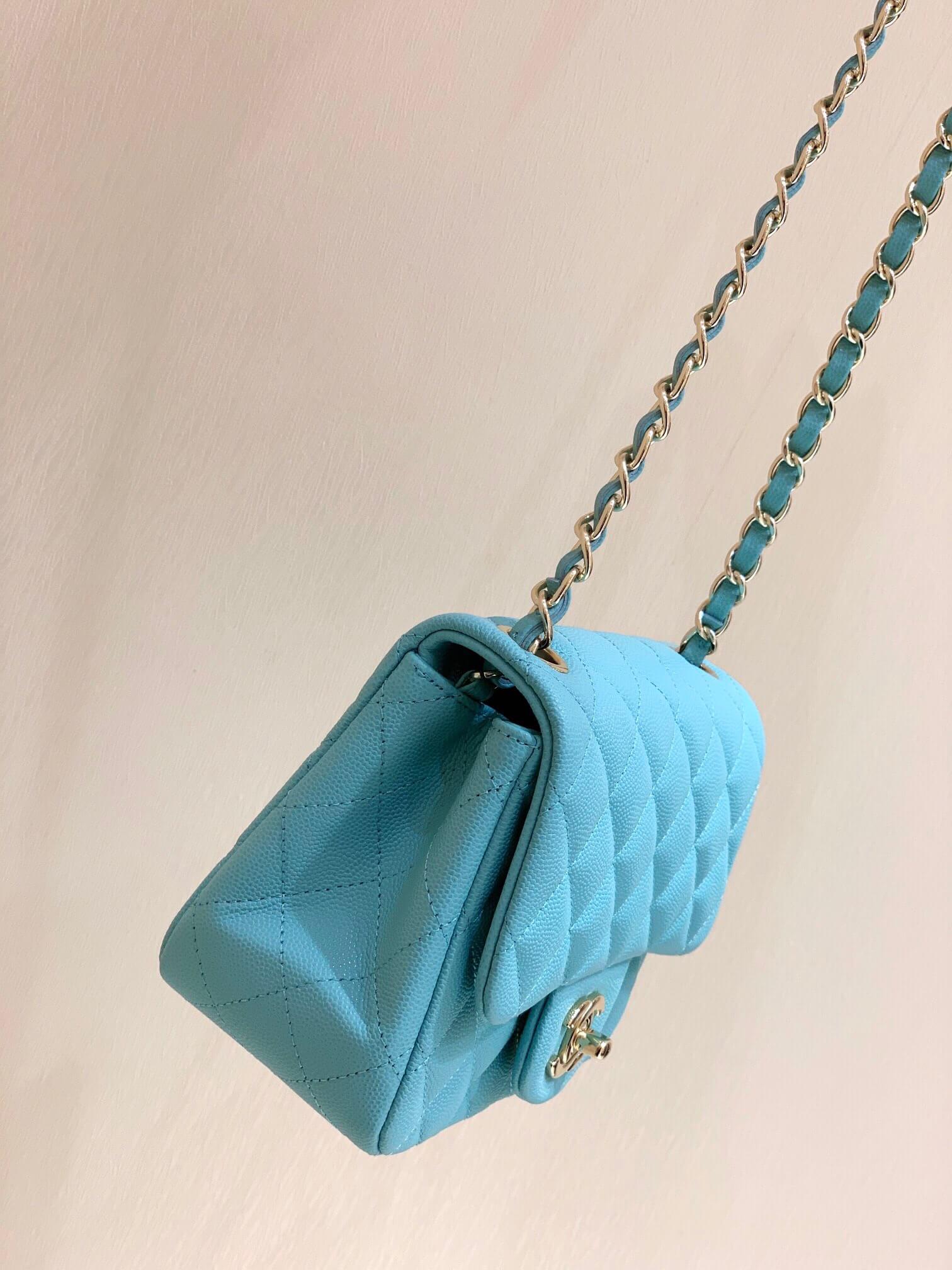 Chanel原厂CF17方胖子Classic flap bag A01115tiffany蓝