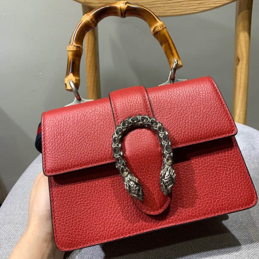 Gucci 523367 Mini Dionysus系列水晶虎头扣竹节手提包