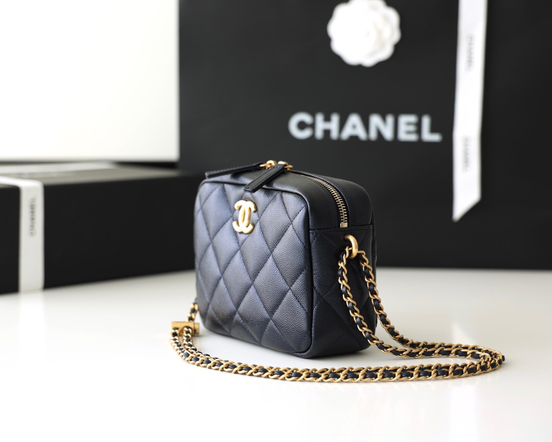 CHANEL 幻彩颗粒压花牛皮横款相机包 AS2856黑色