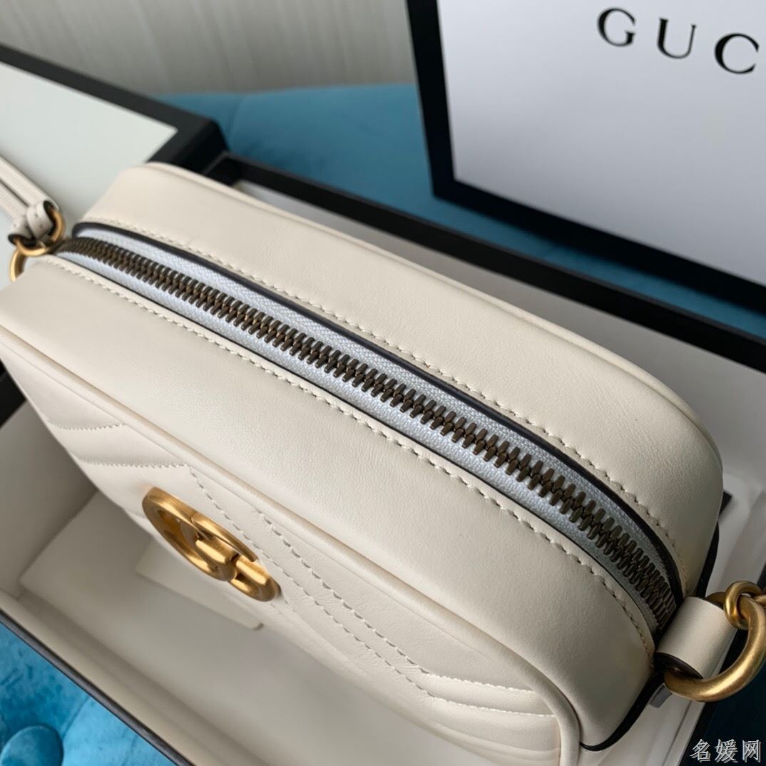 Gucci 448065 双G迷你Marmont绗缝链条古驰斜挎相机包