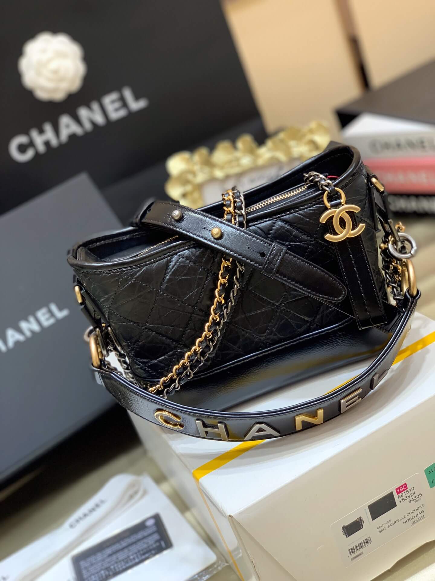 Chanel Gabrielle hobo bag肩带字母流浪包AS0865 AS1582