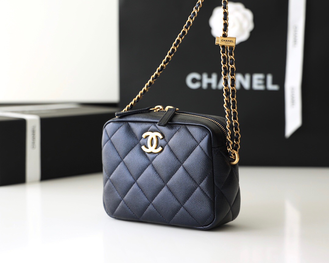 CHANEL 幻彩颗粒压花牛皮横款相机包 AS2856黑色