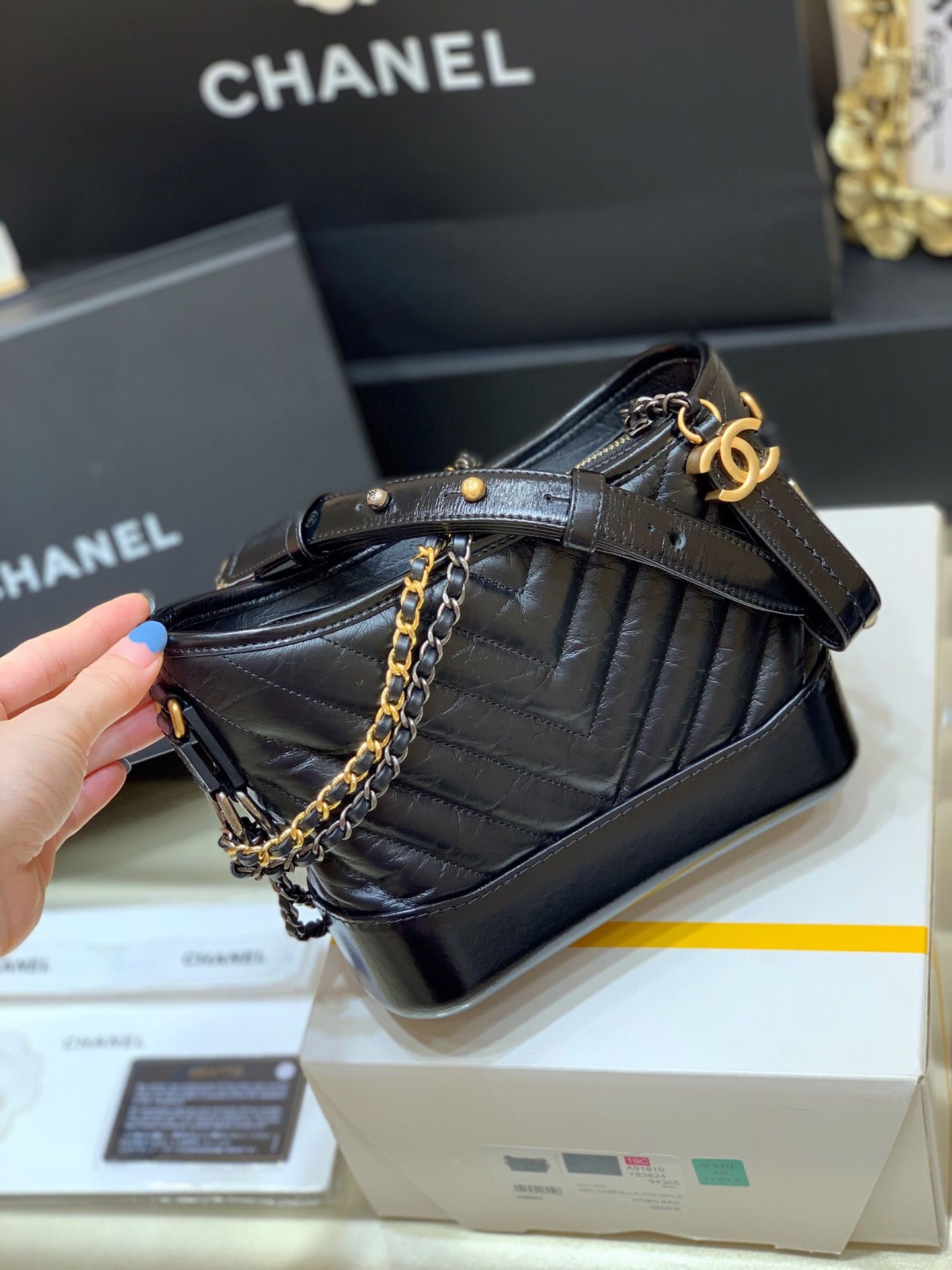 Chanel/香奈儿 A91810黑色 2020新款V纹GABRIELLE小号流浪