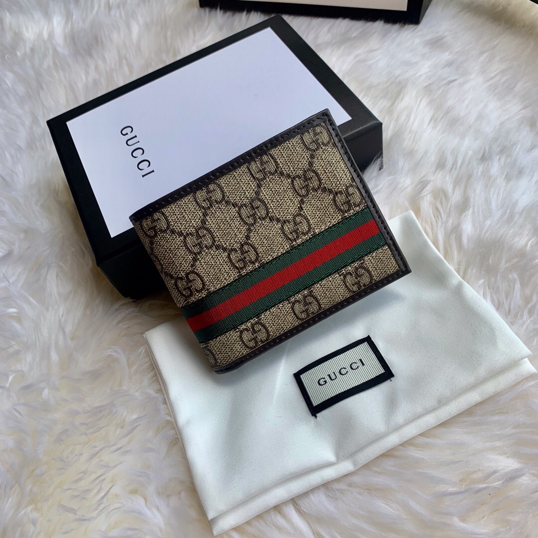 Gucci/古驰 365491 ssima经典款PVC咖啡短款钱包