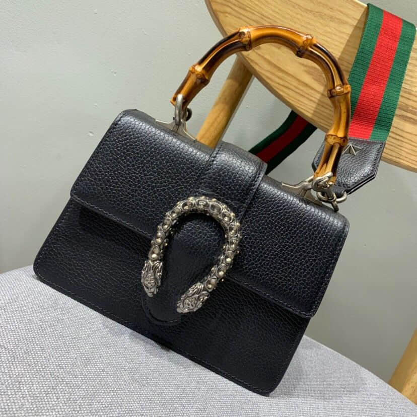 Gucci 523367 Mini Dionysus系列水晶虎头扣竹节手提包