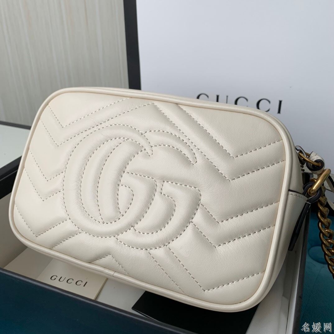 Gucci 448065 双G迷你Marmont绗缝链条古驰斜挎相机包