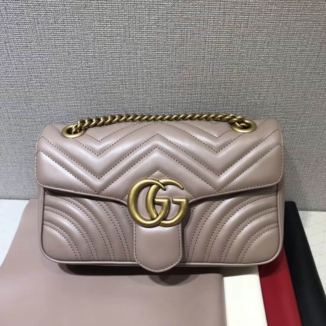 Gucci/古驰 443497 波浪纹绗缝皮革中号单肩斜挎包