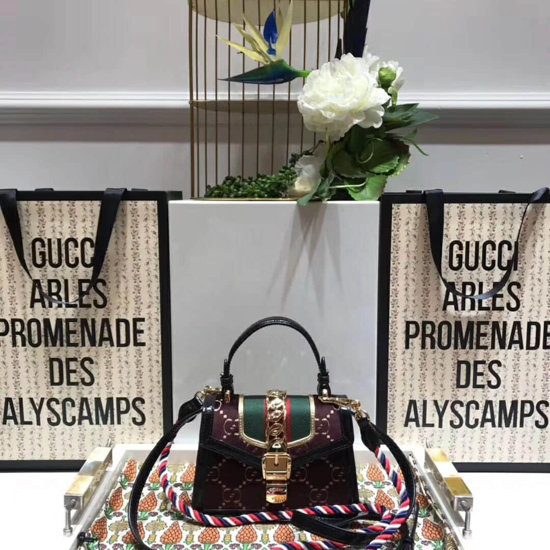 Gucci/古驰 470270 Sylvie GG velvet mini bag