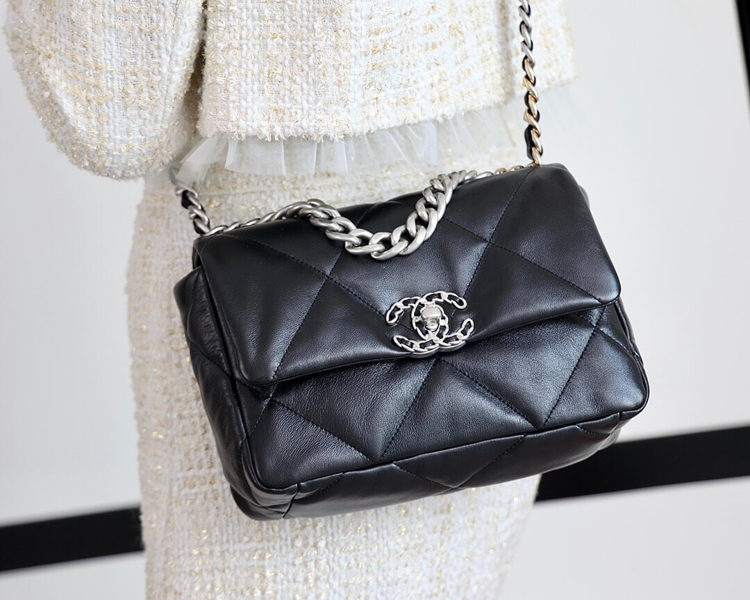 CHANEL Flap 19bag 26CM黑色银扣 AS1160