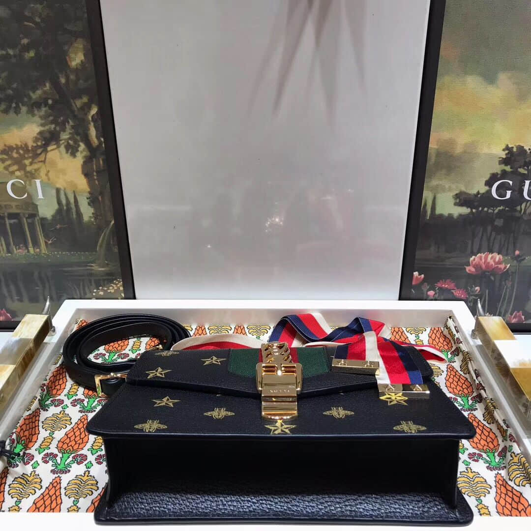 Gucci 524405 Sylvie系列蜜蜂星星小号肩背包