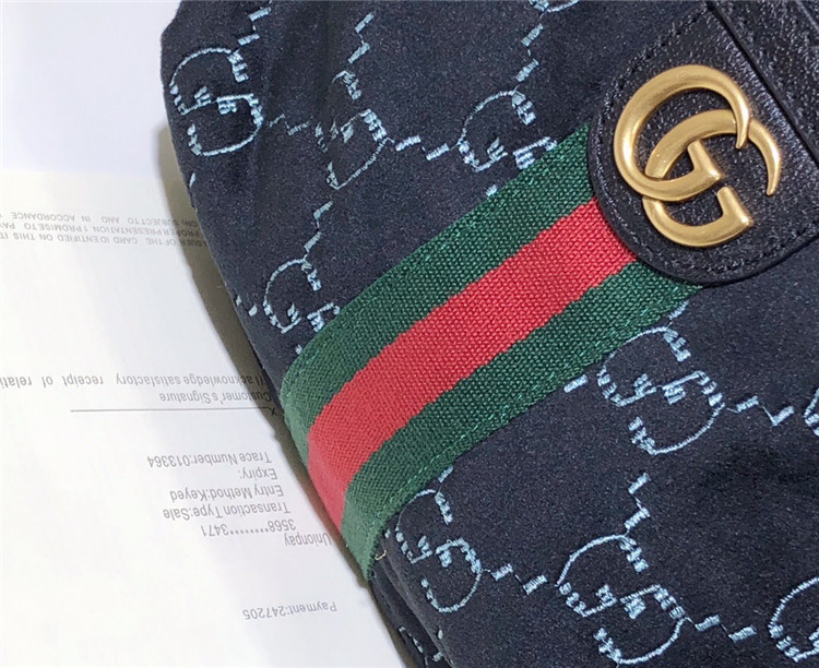 Gucci/古驰 574968 蓝色 GG天鹅绒腰包