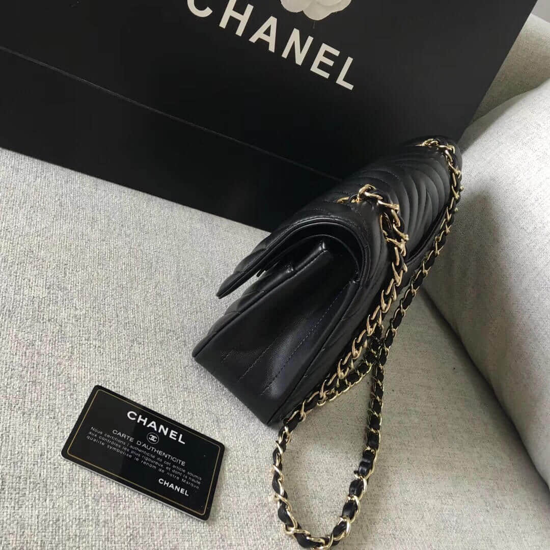 Chanel/香奈儿CF原厂羊皮25CM中号链条斜挎包