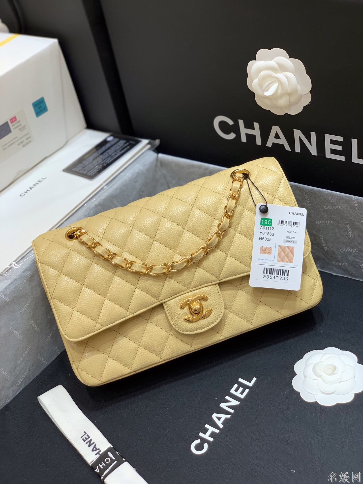 Chanel/香奈儿 A01112 CF25中号鱼子酱牛皮单肩斜挎包