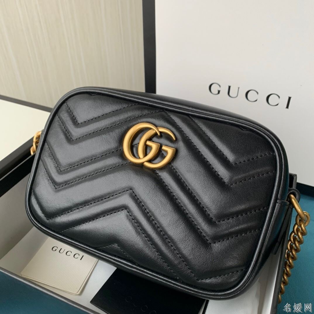 Gucci 448065 双G迷你Marmont绗缝链条古驰斜挎相机包