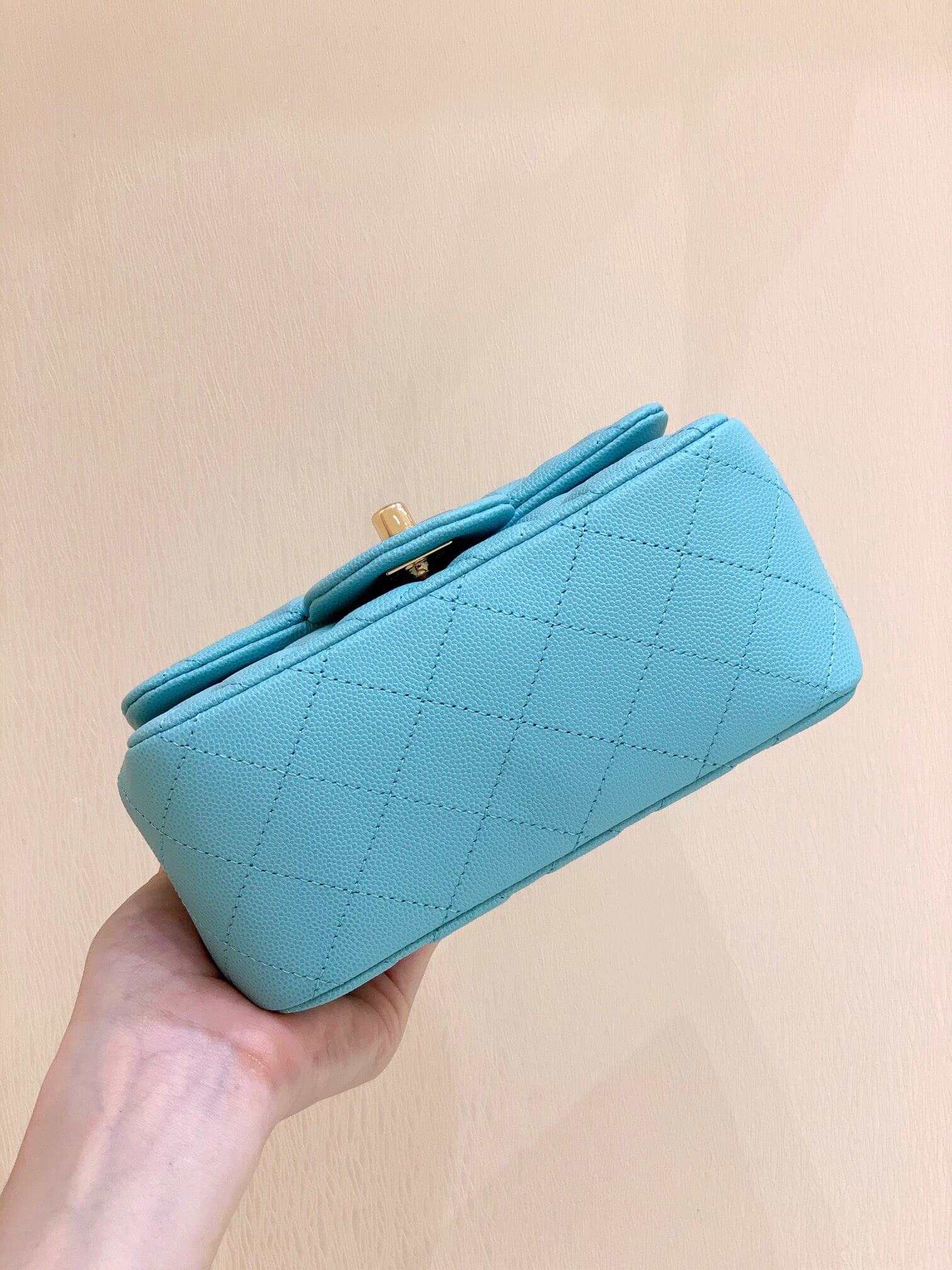 Chanel原厂CF17方胖子Classic flap bag A01115tiffany蓝