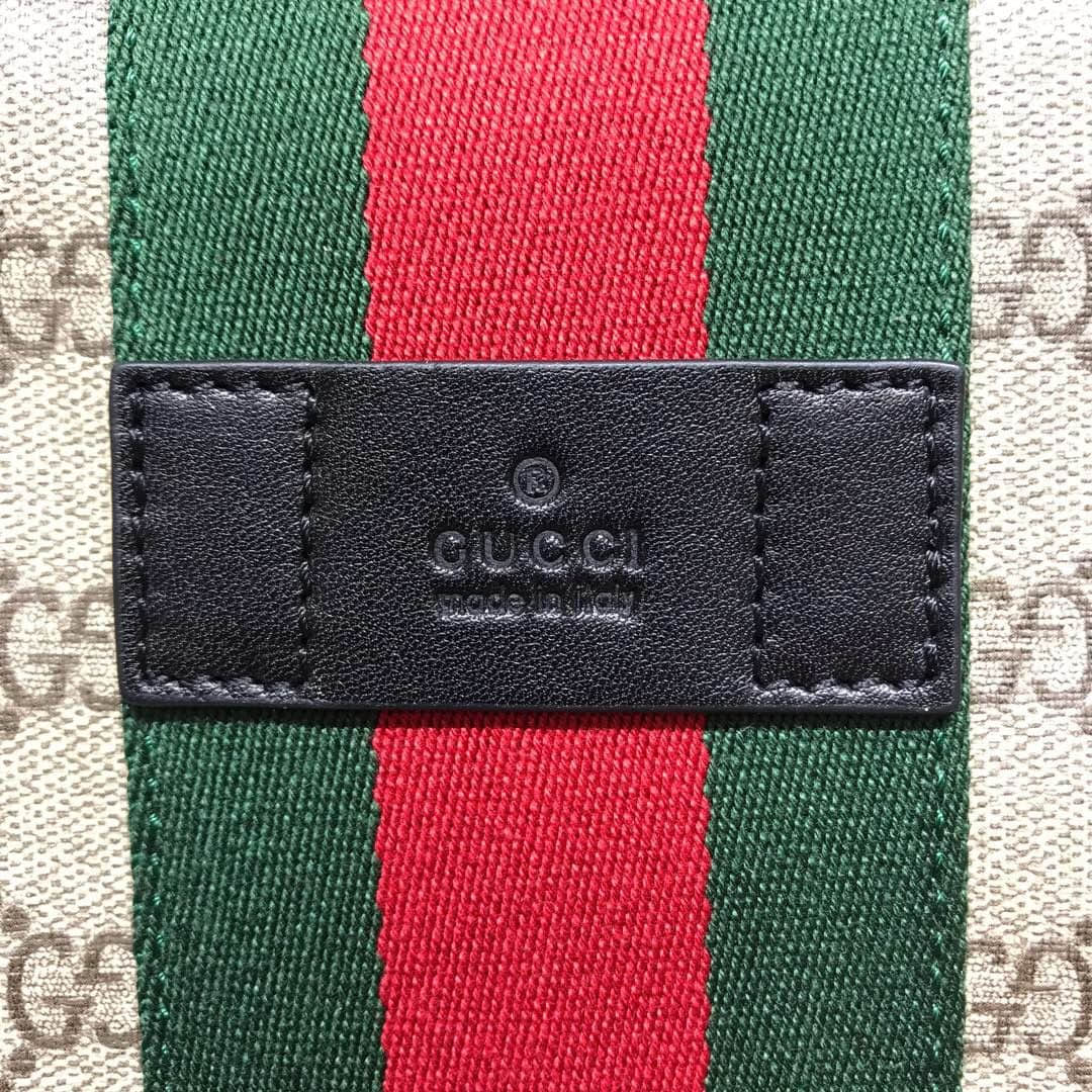 Gucci 523335 GG Supreme 红绿织带邮差包