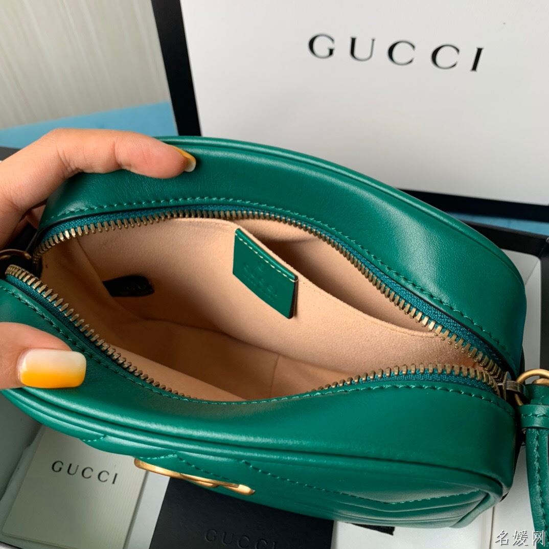 Gucci 448065 双G迷你Marmont绗缝链条古驰斜挎相机包