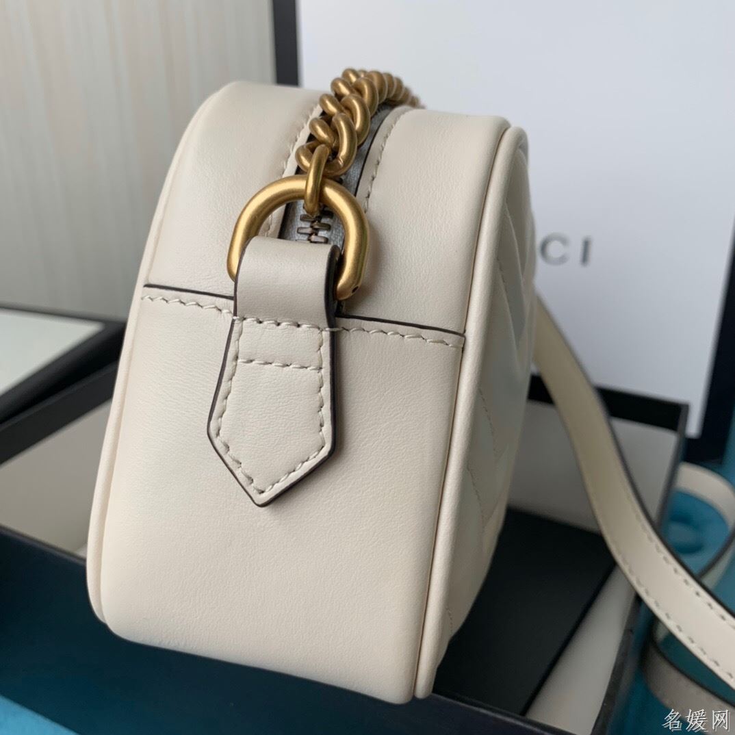 Gucci 448065 双G迷你Marmont绗缝链条古驰斜挎相机包