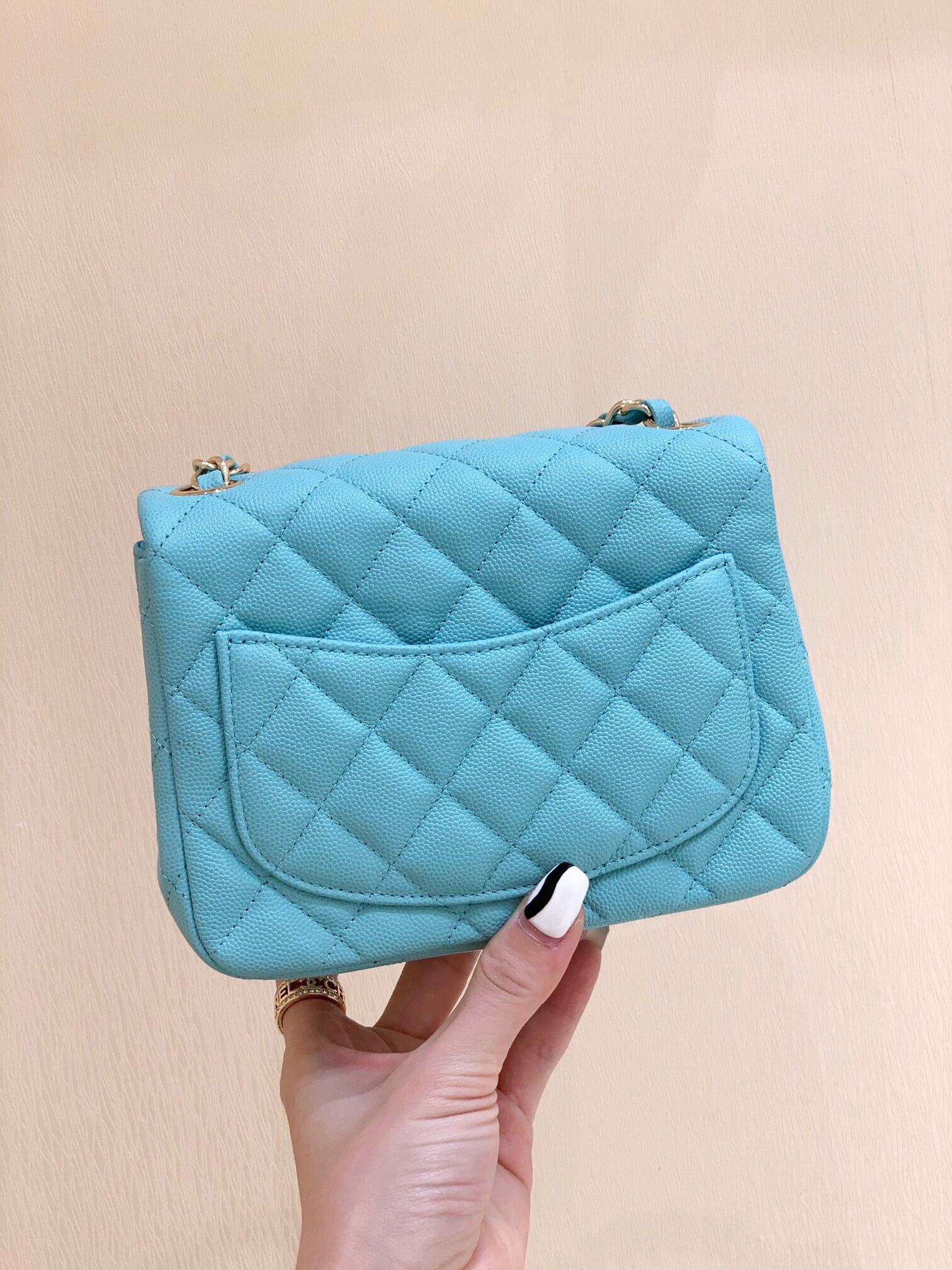 Chanel原厂CF17方胖子Classic flap bag A01115tiffany蓝